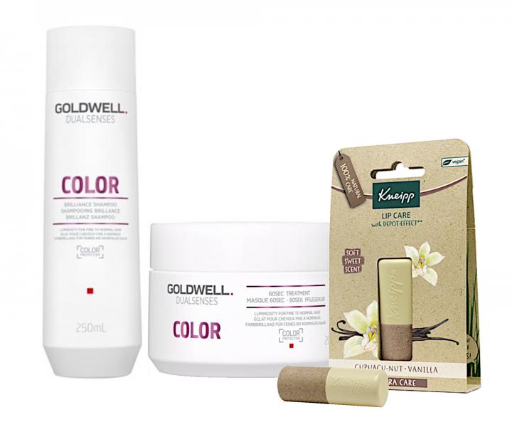 Sada pro zvraznn barvy vlas Goldwell DS Color - ampon + maska + balzm na rty zdarma