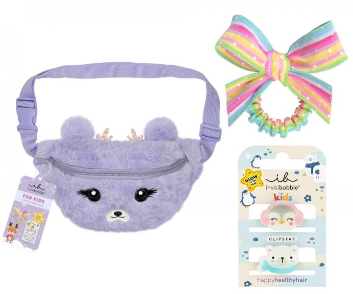 Dětská sada spirálové gumičky a skřipečků do vlasů Invisibobble Cozy Reindeer Set