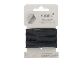 Tenké gumičky do vlasů Sibel - 50 mm, 16 ks, černé