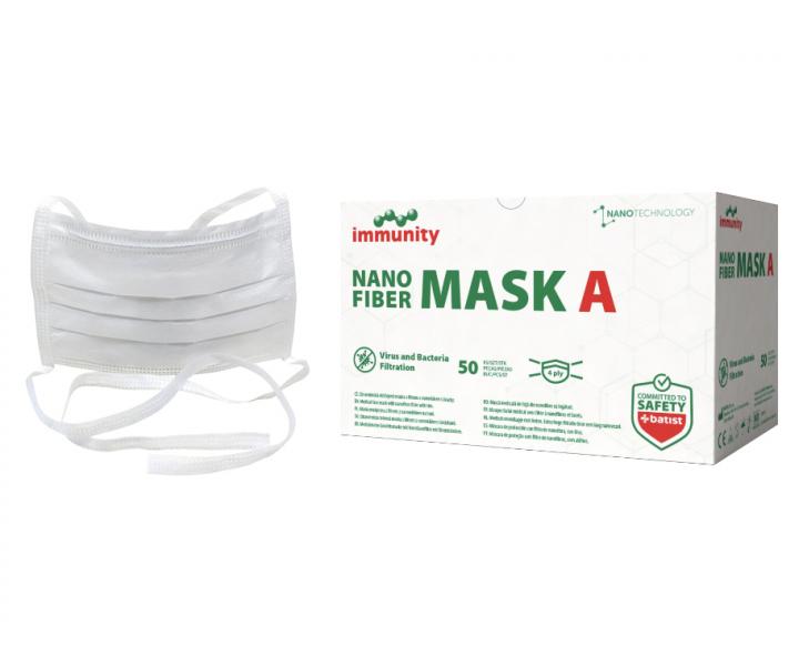 Ochranná rouška s filtrem z nanovlákna Batist Nano Fiber A - 17,5 x 9,5 cm, 50 ks