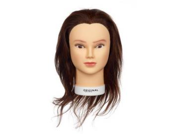 Cvičná hlava dámská s přírodními vlasy VALESKA, Original Best Buy - kaštanová 15 - 40 cm