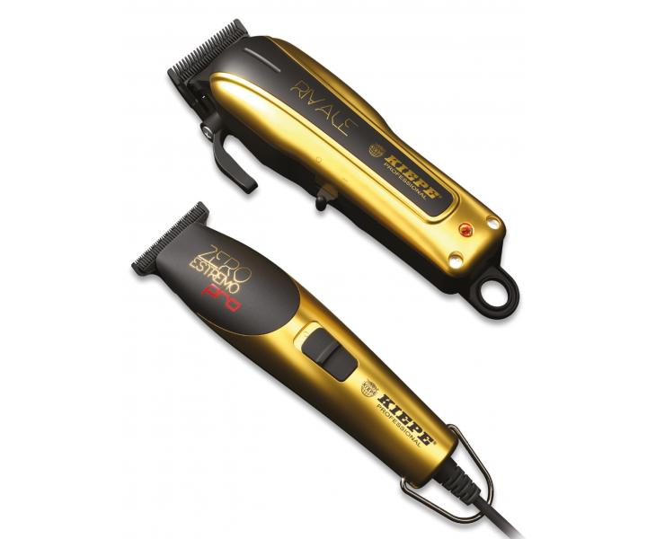 Set klasického a konturovacího strojku Kiepe Rivale + Zero Estremo Golden Combo