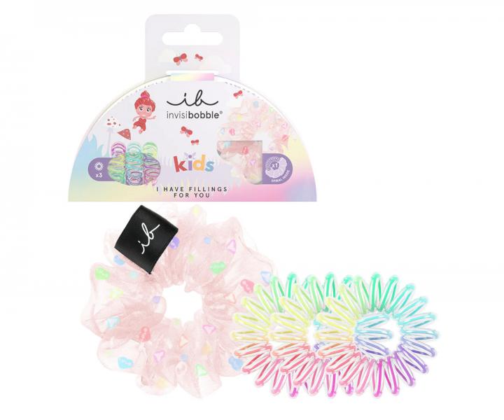 Dětská sada barevných ozdobných spirálových gumiček Invisibobble KIDS I Have Fillings For You - 4 ks