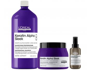 Sada pro uhlazen� vlas� Lor�al Professionnel Keratin Alpha Sleek + p��pravn� p��e Absolut Repair Molecular 100 ml zdarma