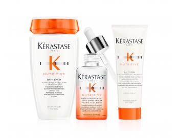 Řada pro suché a velmi suché vlasy Kérastase Nutritive - sada - hydratační šampon + olejové sérum na konečky + kondicionér 75 ml zdarma
