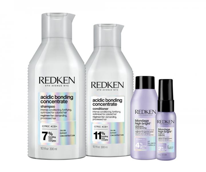 Sada pro regeneraci poškozených blond vlasů Redken + šampon 75 ml a péče před mytím 30 ml zdarma