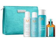Cestovní balíček pro objem vlasů Moroccanoil Volume Takes Flight + zdarma semišová taštička