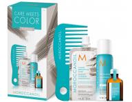Sada pro oživení vlasů Moroccanoil Care Meets Color Platinum - hřeben, maska, suchý šampon, olej