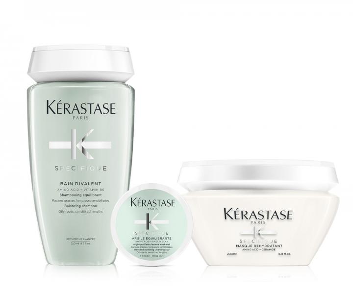 Sada pro mastné kořínky a zcitlivělé délky Kérastase Divalent + čisticí jíl 75ml zdarma