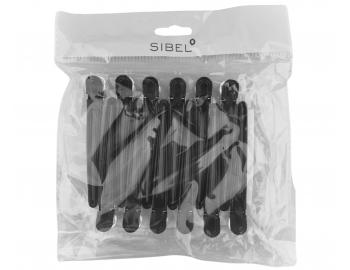 Klipsy do vlasů Sibel plast/hliník - 10 cm, černé, 12 ks