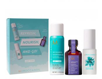 Dárková sada pro osvěžení a vyživení světlých odstínů vlasů Moroccanoil Refresh Nourish And Go