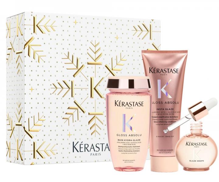 D�rkov� sada s olejem pro lesk a hydrataci vlas� se sklonem ke krepat�n� K�rastase Gloss Absolu Set