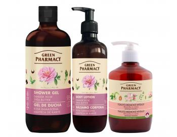 Sada t�lov� p��e s dama�skou r��� a bambuck�m m�slem Green Pharmacy Damask Rose + tekut� m�dlo zdarma