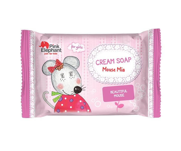 Dětské krémové tuhé mýdlo Pink Elephant Myška Mia - 90 g