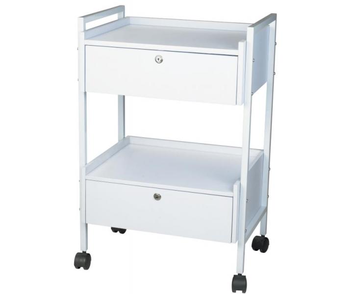 Kosmetický stolek na kolečkách SilverFox 1019, 2 zásuvky, bílý