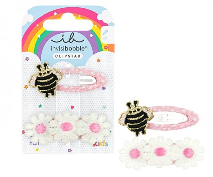 Dětské sponky do vlasů pukačky Invisibobble Clipstar Happy Spring Bee - 2 ks