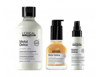 Sada pro ochranu barvených a poškozených vlasů Loréal Professionnel Serie Expert Metal Detox + předšamponová péče 45 ml zdarma