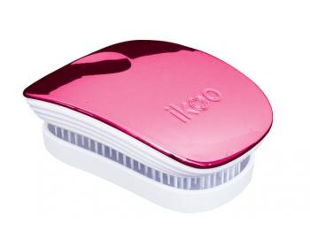 Cestovní kartáč na vlasy Ikoo Pocket Metallic Cherry - bílo-růžový