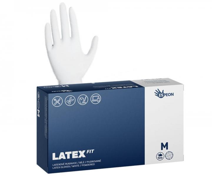 Latexové pudrované rukavice Espeon Latex Fit - 100 ks, bílé, velikost M