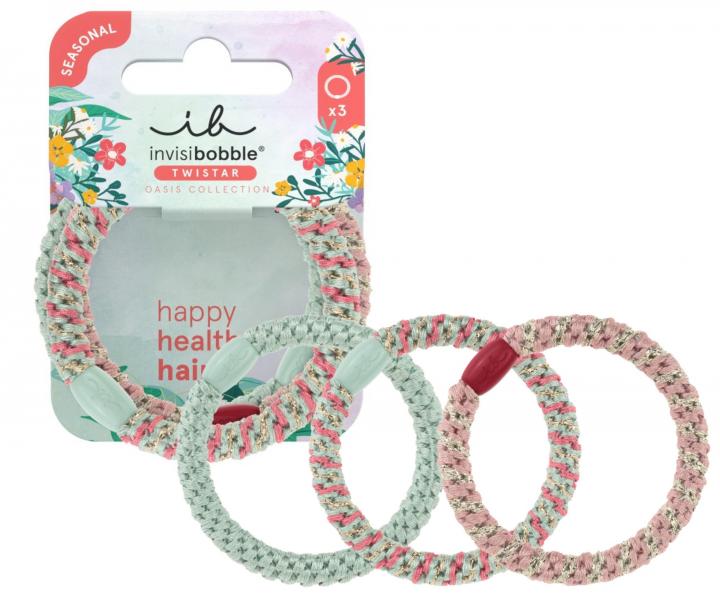 Sada ozdobných gumiček do vlasů Invisibobble Twistar Oasis Mint Braids - 3 ks