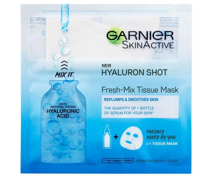 Hydratan textiln maska proti vrskm Garnier Fresh-mix Hyaluron Shot - 1 ks + 30 ml