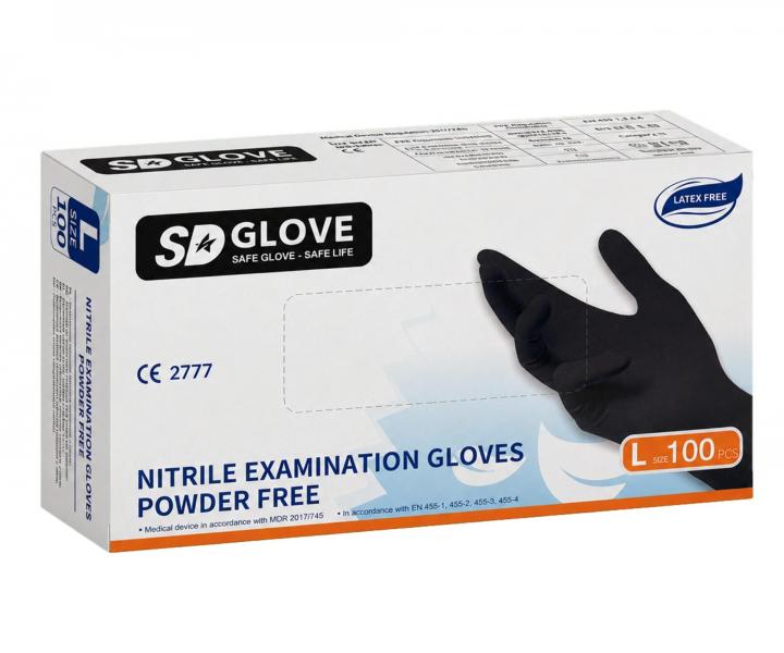 Nitrilov� rukavice SD Glove Nitrile Examination Gloves  - 100 ks, �ern�, velikost L