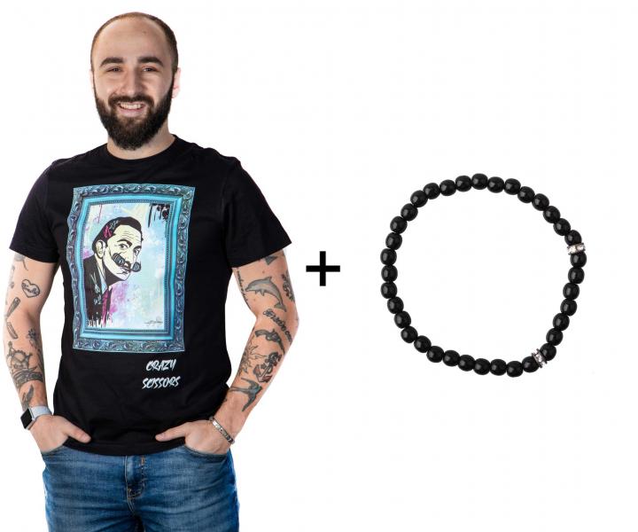 Tričko s krátkým rukávem Crazy Scissors Salvador Dalí - černé, L + náramek Loréal Preciosa zdarma