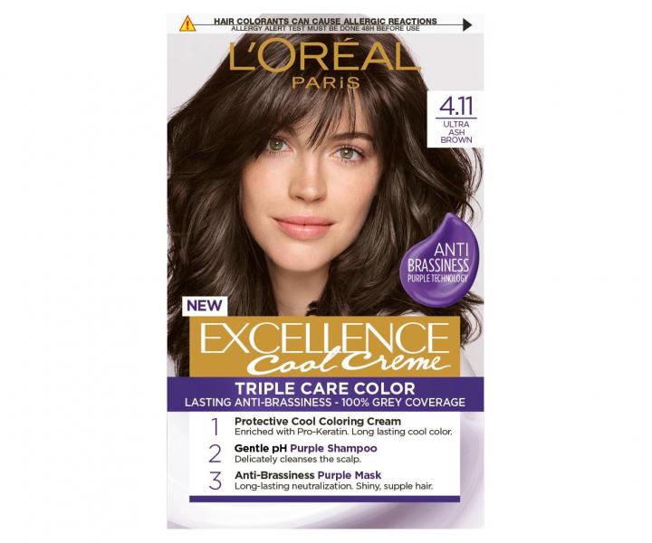 Permanentní barva Loréal Excellence Cool Creme 4.11 ultra popelavá hnědá