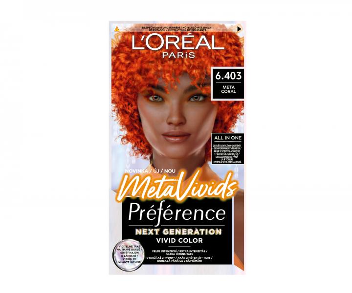 Zesvětlovač a barva na vlasy Loréal Paris Préférence Meta Vivids - 6.403 meta coral - intenzivní měděná
