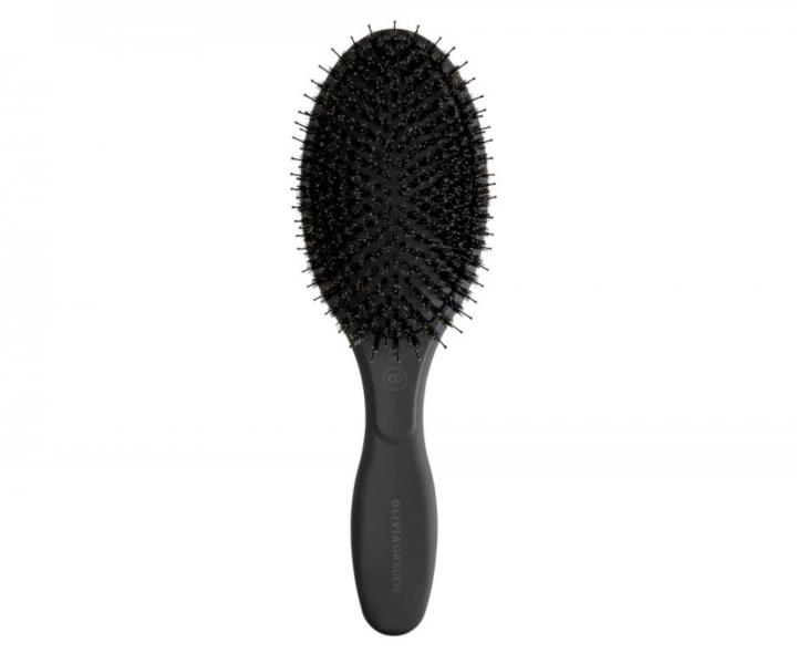 Oválný kartáč na vlasy s kančími a nylonovými štětinami Olivia Garden Expert Care Oval Black Label - černý