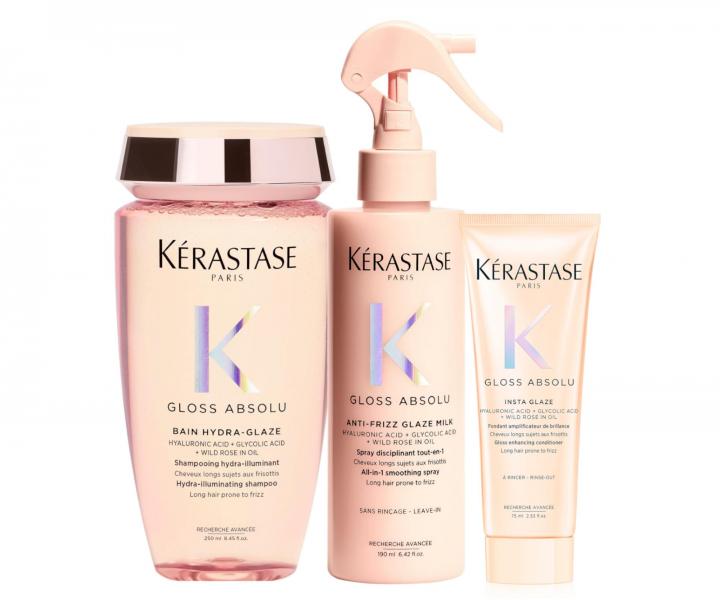 Sada pro hydrataci a uhlazení vlasů se sklonem ke krepatění Kérastase Gloss Absolu + péče 75 ml zdarma