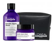 Sada pro dlouhotrvaj�c� uhlazen� krepat�ch vlas� Lor�al Professionnel Serie Expert Keratin Alpha Sleek + ta�ti�ka zdarma