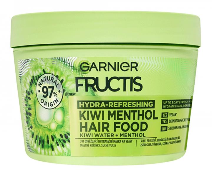 Hydrata�n� maska pro mastn� ko��nky a such� vlasy Garnier Fructis Hydra-Refreshing Kiwi Menthol Hair Food - 400 ml
