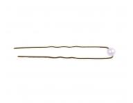 Vlnit� vl�senka s b�lou perli�kou Eurostil Professional - 6 cm, bronzov� - 12 ks