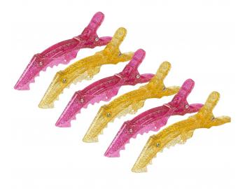 Klipsy do vlas� Sibel Gator Glossy Lips - 11 cm, r��ov�, �lut�, 6 ks