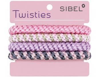 Sada barevn�ch gumi�ek do vlas� Sibel Twisties - r��ov�, 4 ks