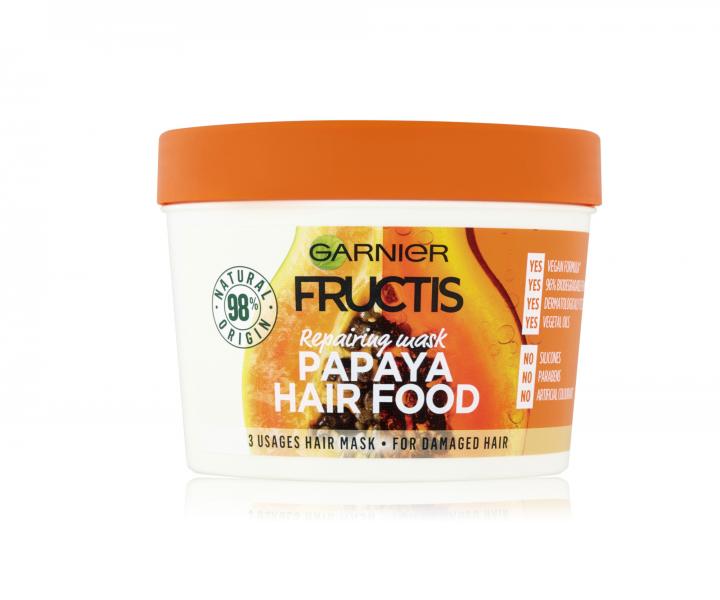 Regeneran maska pro pokozen vlasy Garnier Fructis Papaya Hair Food 3 Usages Mask - 400 ml