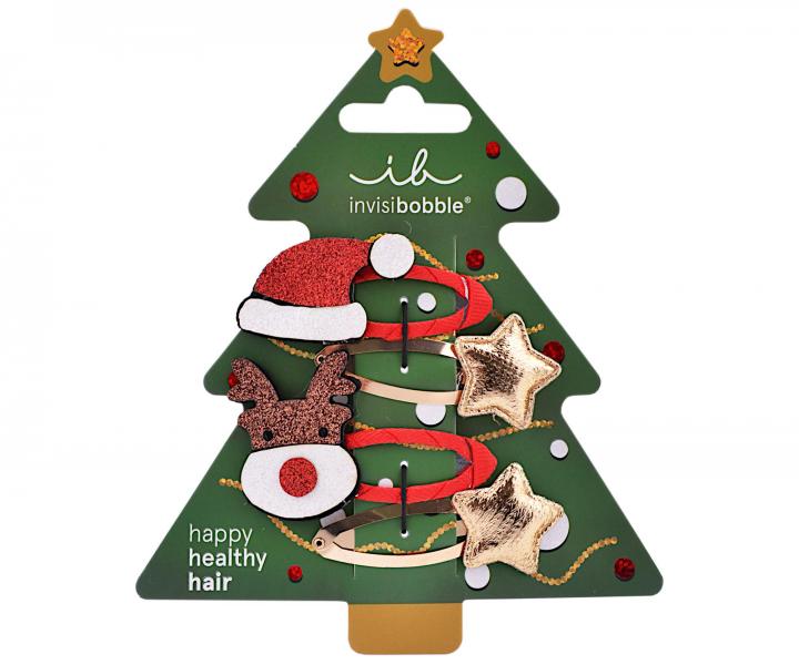 Dětské sponky do vlasů pukačky Invisibobble Clipstar Winter Wonderland - 4 ks