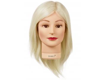 Cvičná hlava dámská s přírodními vlasy BLONDY, Sibel - blond 20 - 30 cm