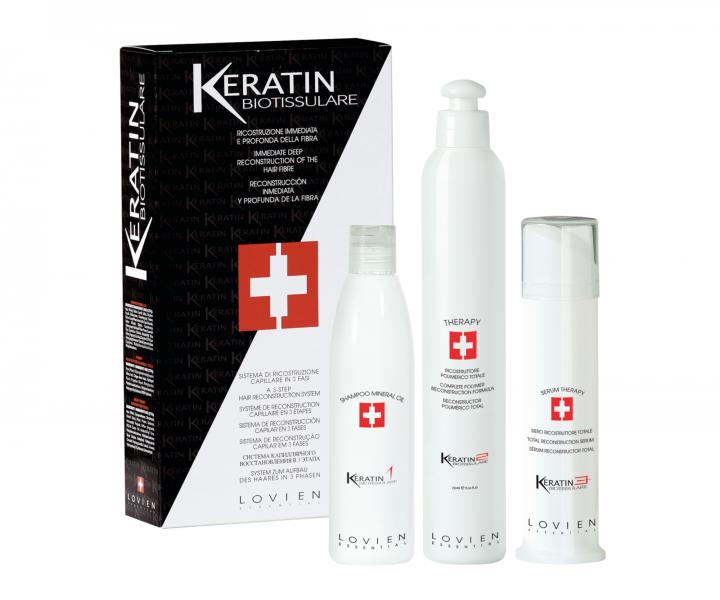 Třífázový keratinový systém pro poškozené vlasy Lovien Essential Biotissulare - 2x 250 ml + 100 ml