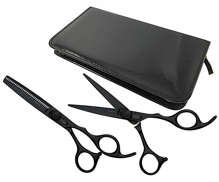 Sada nůžek 5,75" a 6,35" Olivia Garden Xtreme™ Matt Black Edition + kartáč zdarma