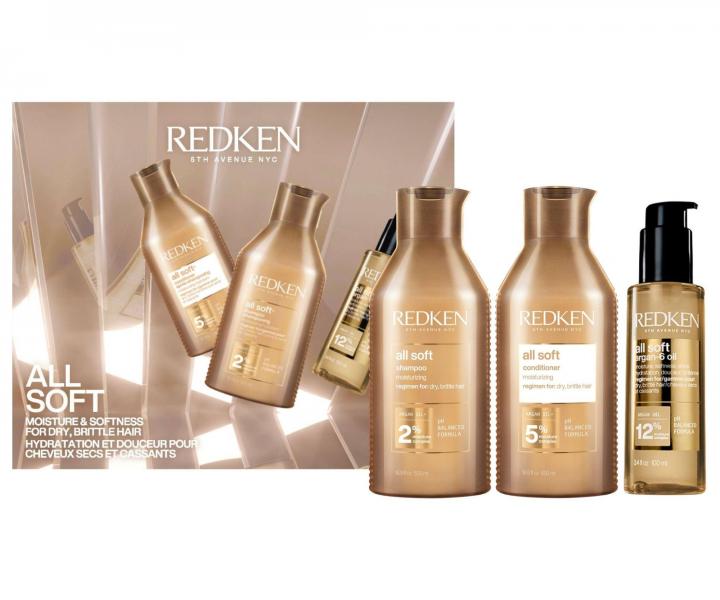 Vy�ivuj�c� d�rkov� sada pro such� a k�ehk� vlasy Redken All Soft Argan Kit
