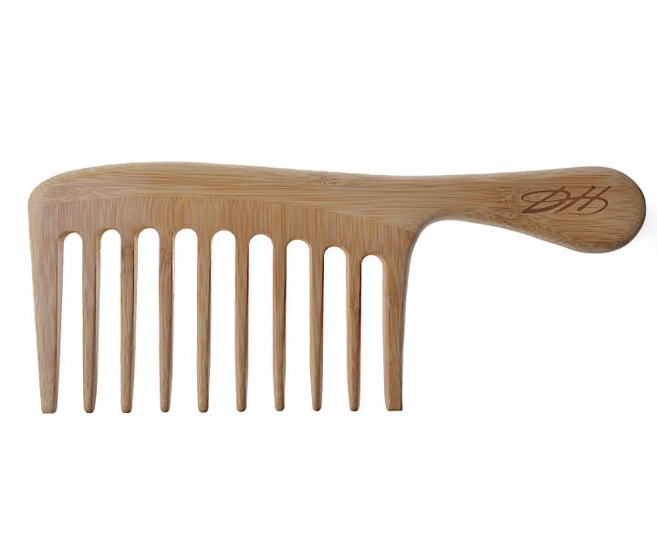 Bambusový hřeben na vlnité, kudrnaté a afro vlasy Detail - Hair style - 10 x 25,5 cm