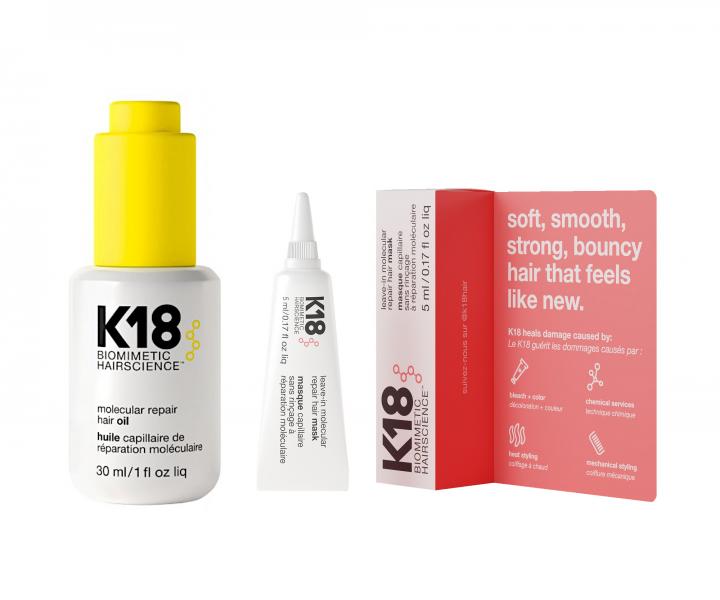 Suchý olej proti krepatění vlasů K18 - 30 ml + bezoplachová maska 5 ml zdarma