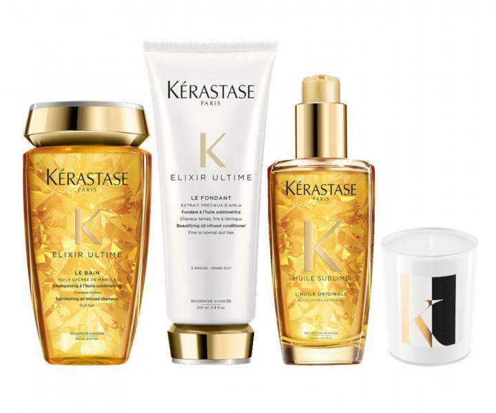 Sada pro v�echny typy vlas� K�rastase Elixir Ultime - �ampon, p��e, olej + sv��ka ZDARMA