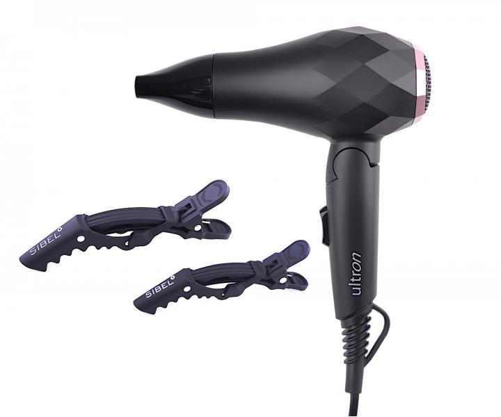 Cestovní fén na vlasy Ultron Mini Facette - černý, 1000 W + klipsy do vlasů zdarma