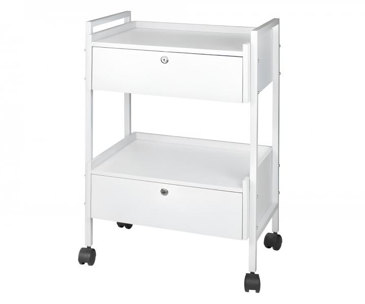 Kosmetick� stolek na kole�k�ch se 2 z�suvkami Weelko Easy+, b�l�