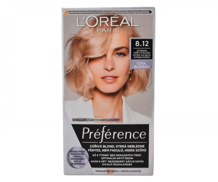 Permanentní barva Loréal Préférence 8.12 studená světlá blond