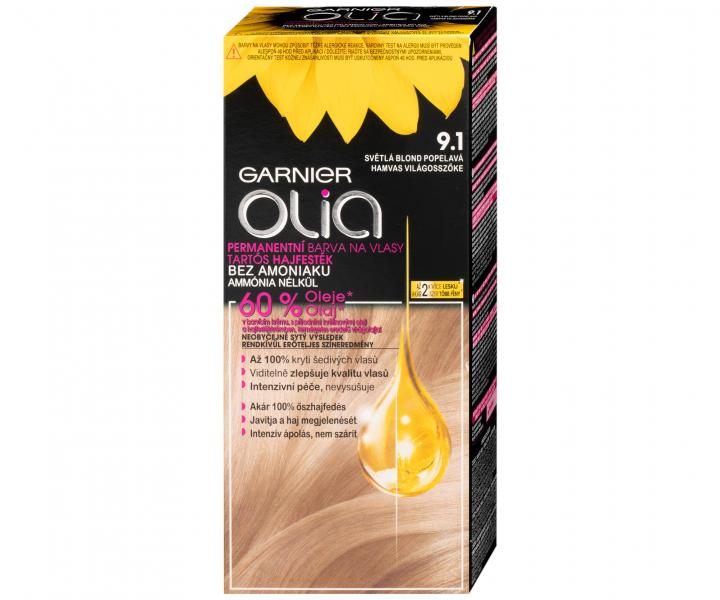 Permanentní olejová barva Garnier Olia 9.1 světlá blond popelavá