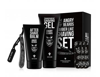 Drkov sada na holen vous s bitvou Garrigue Angry Beards Barber Like Shaving Set